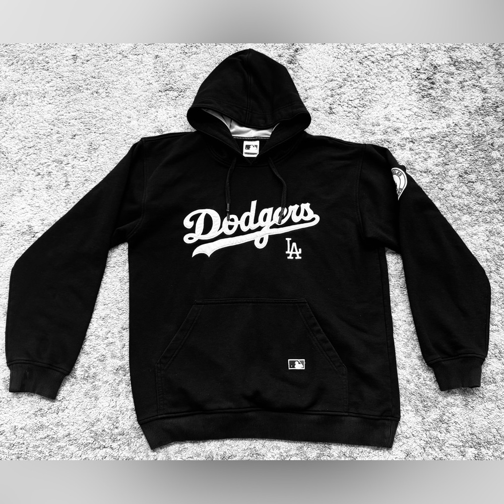 LA Dodgers Hoodie Black Pullover MLB Logo Youth L